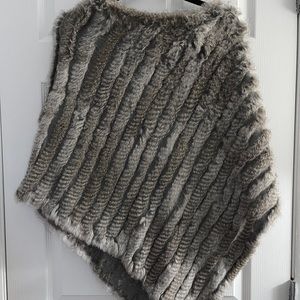 Love Token size L Womens poncho, rabbit fur